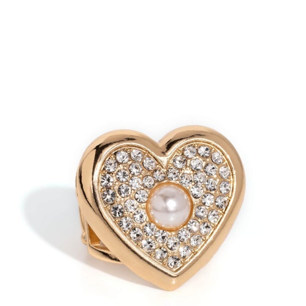Paparazzi Gold and White Ring with Heart Design Heartfelt Heritage Jewelry
